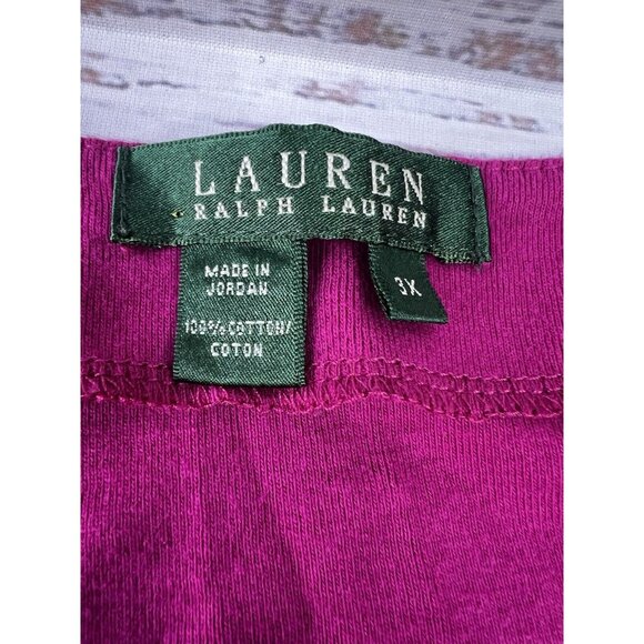 Lauren Ralph Lauren Blouse Women's Size 3X Fuchsia Pink Boat Neck Knit Pullover - Picture 10 of 10
